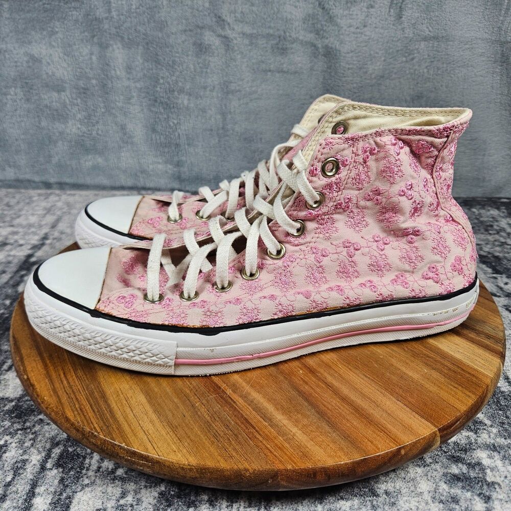 Converse Chuck Taylor All Star High Top Pink Floral White Sneakers Womens 10 - Picture 5 of 12